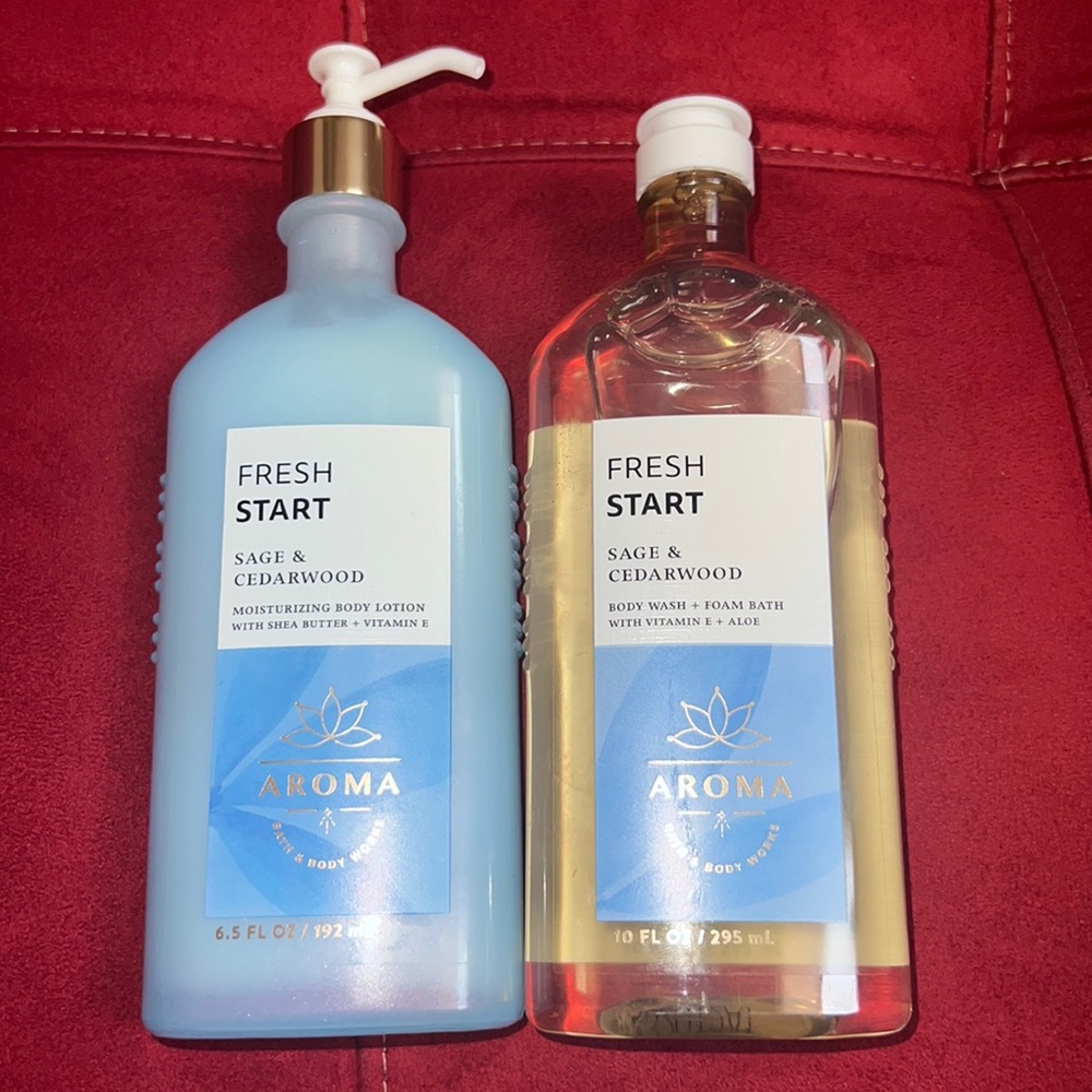 BBW  2pc Sage & Cedarwood Aromatherapy BODY Wash/lotion
